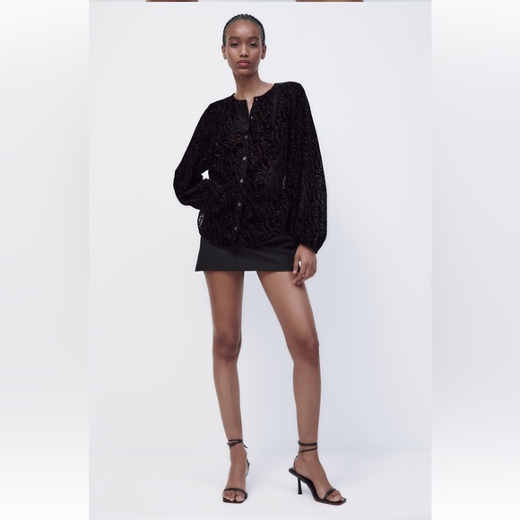 Zara Tops - 💫Zara Velvet Blouse - New 💫